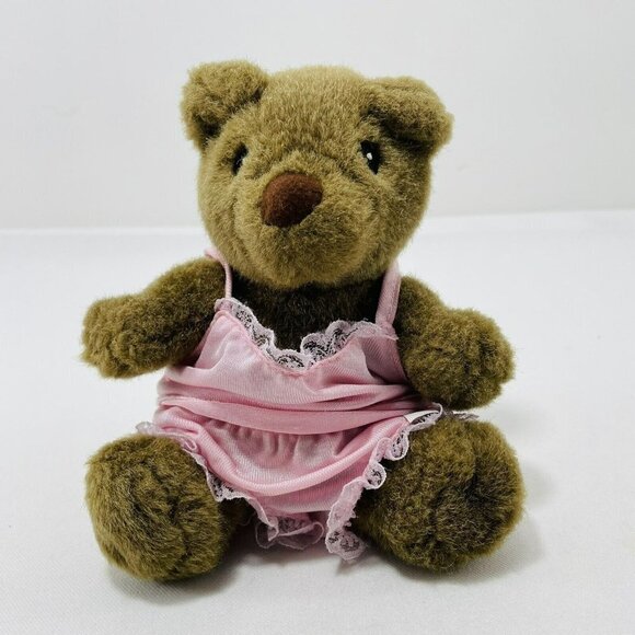 Vintage Hasbro Build Bear Battat Girl Mini Plush Pink Outfit Sleepwear Open Back - Picture 1 of 12